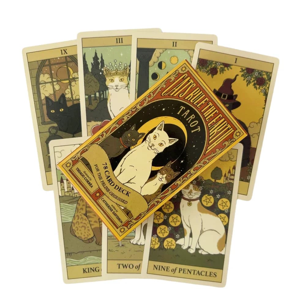 Carte dei Tarocchi 'I Gatti Dominano la Terra', Mazzo da 78 Carte, Edizione in Inglese per Divinazione e Visioni, Gioco da Tavolo