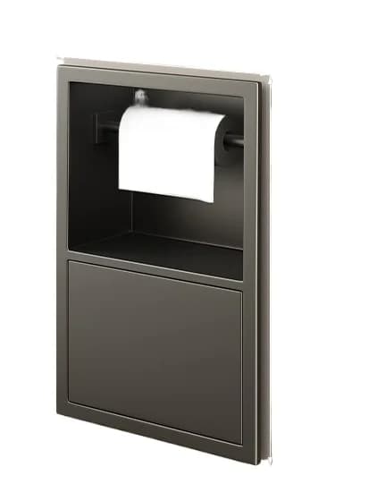 Recessed Tissue Holder with Trash Can, 304 Stainless Steel Hidden Wall Niche for Bathroom, Embedded Toilet Paper Storage