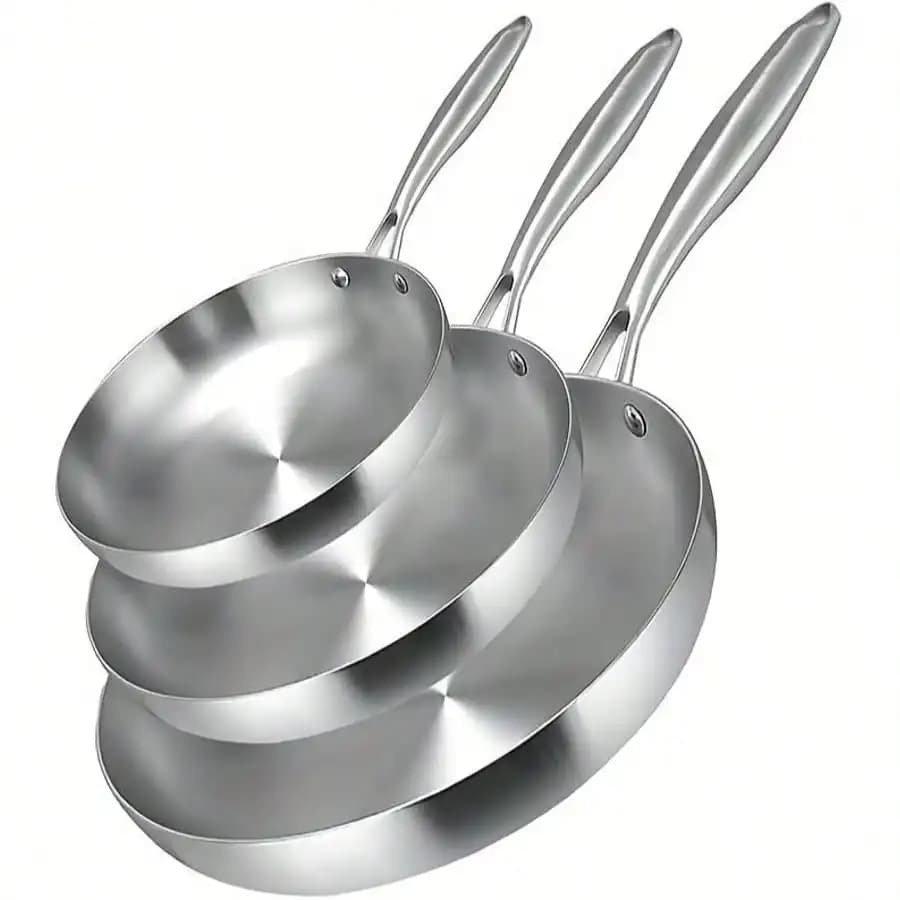 Padella in acciaio inossidabile, pentole da chef, padelle, pentole per induzione, set di pentole e padelle, lavabili in lavastoviglie e adatte al forno. (12\10.25\8.5in)