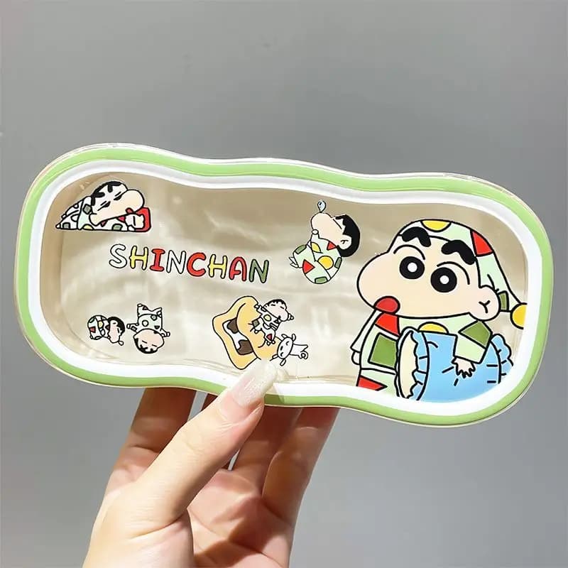 Crayon Shin-chan INS Transparent Anti-pressure Glasses Box Portable Myopia Sunglasses Storage Japanese Aesthetic for Anime Fans