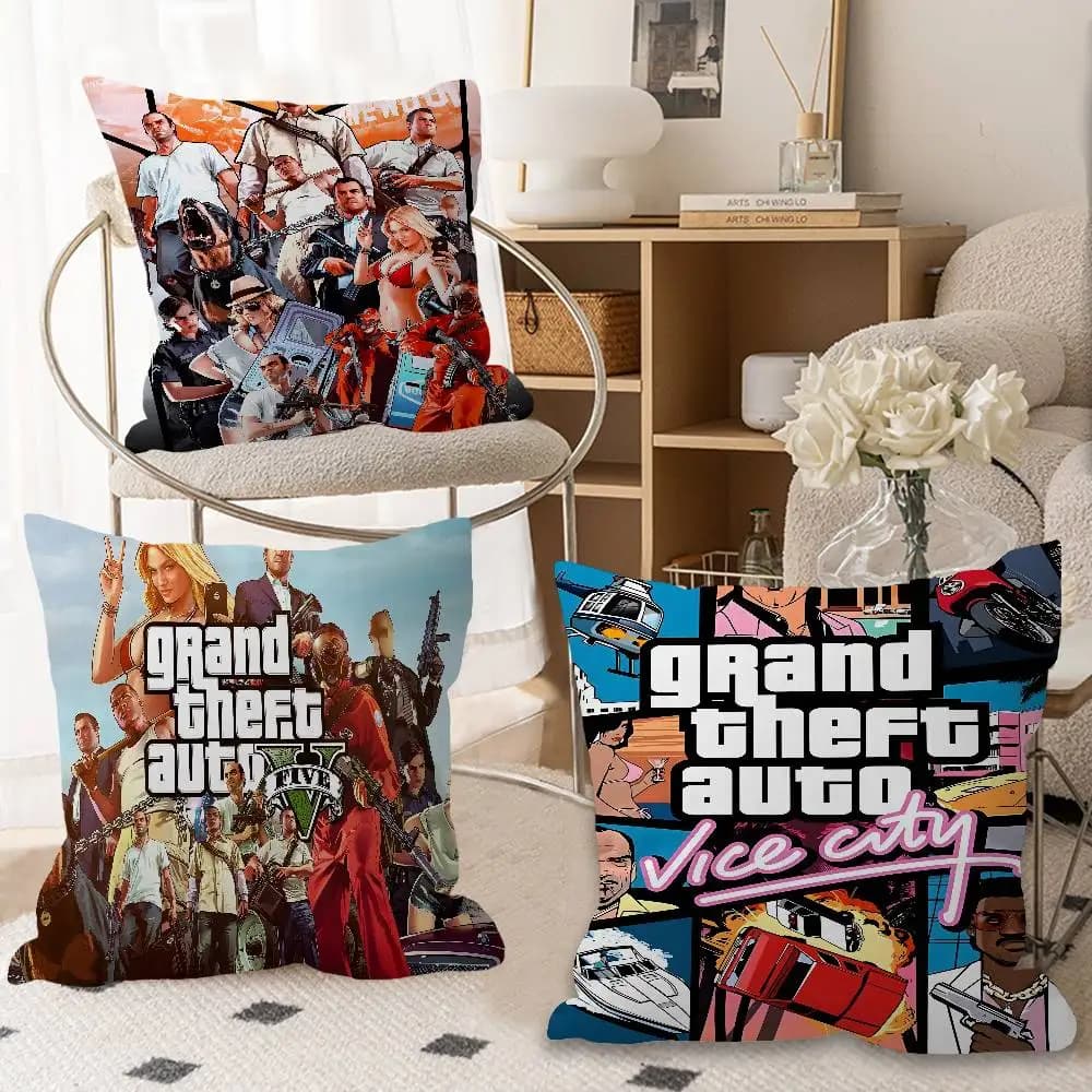 Gioco d'azione Grand T-Theft Auto Fodera per cuscino per auto Federa per divano Auto Regalo di Natale 40x40 cm 45x45 cm