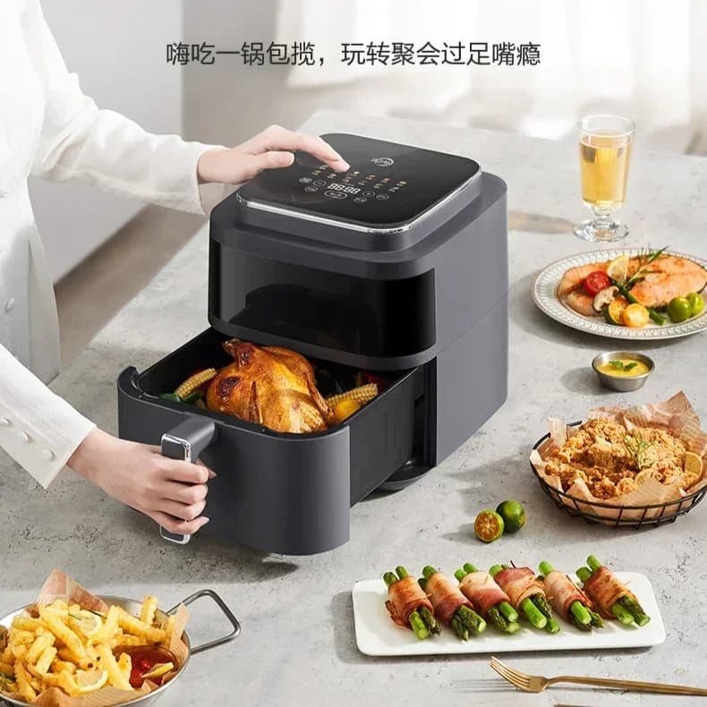 Far infrared air fryer with visual non-flip function multifunctional smart electric fryer 6L capacity air fryer oven
