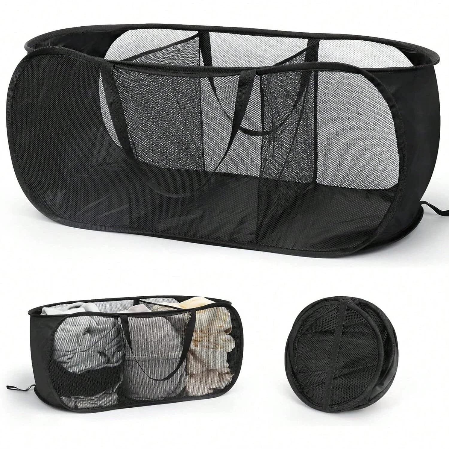 1pc Foldable Portable Mesh Storage Basket for Home Bathroom Shower Laundry Dirty Clothes Bag Travel Business Organizer