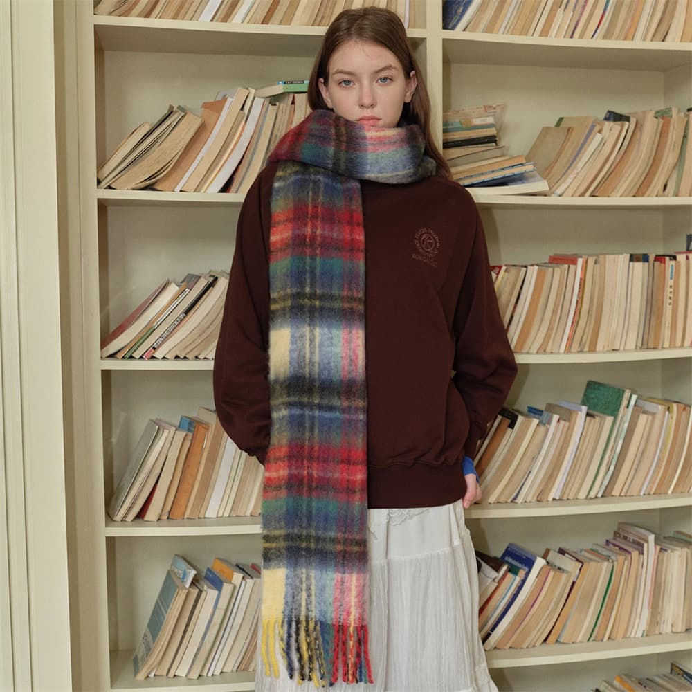 Sciarpa con frange in misto lana scozzese classica Inghilterra Sciarpa da donna in cashmere con maglieria sciarpe antivento ispessite calde invernali