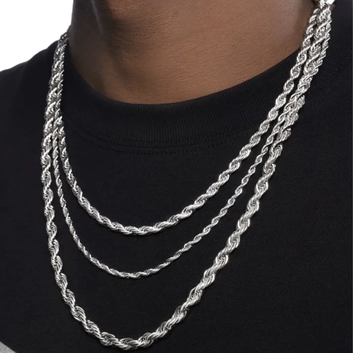 Collane a catena con corda da 2/3/4/5/6 mm per uomo e donna, collane a maglie Singapore intrecciate, girocollo basic casual punk rock, gioielli in acciaio inossidabile.