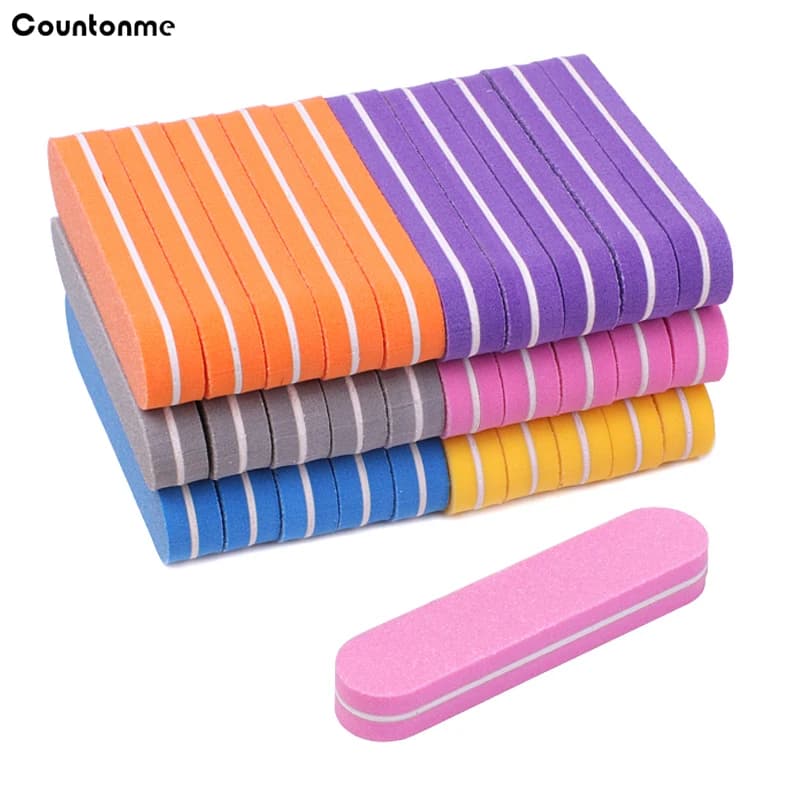 10 pieces mini nail file buffer colored sponge block nail file 90mm straight polishing grinding set of tools for nail care