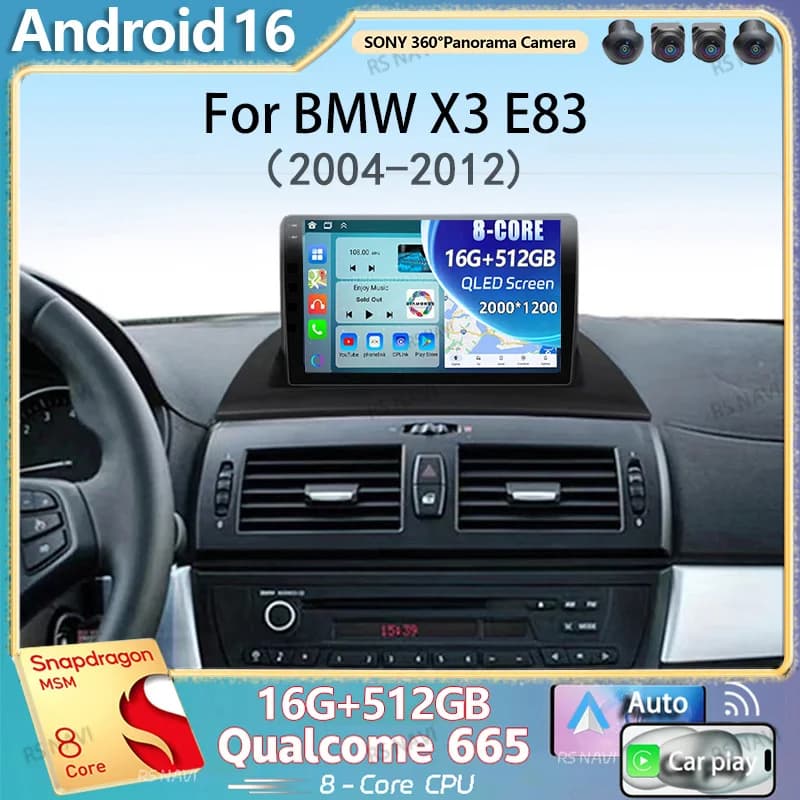 Android 15 Carplay Auto Autoradio Per BMW X3 E83 2004 2005 2007 2008 2009-2012 Lettore Video Multimediale Navigazione GPS Stereo DSP