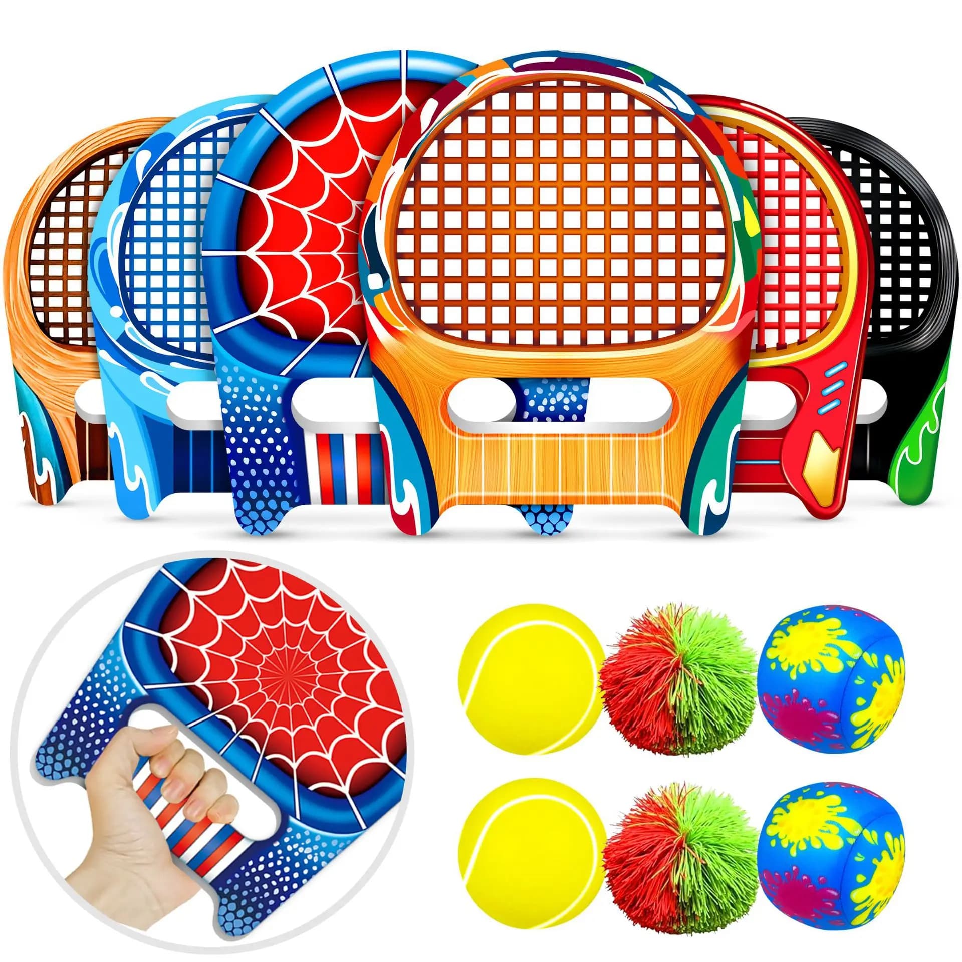 Racchetta EVA multifunzionale transfrontaliera Amazon 3 in 1 elastico volano tennis pallina da polo acquatico set sportivo giocattolo
