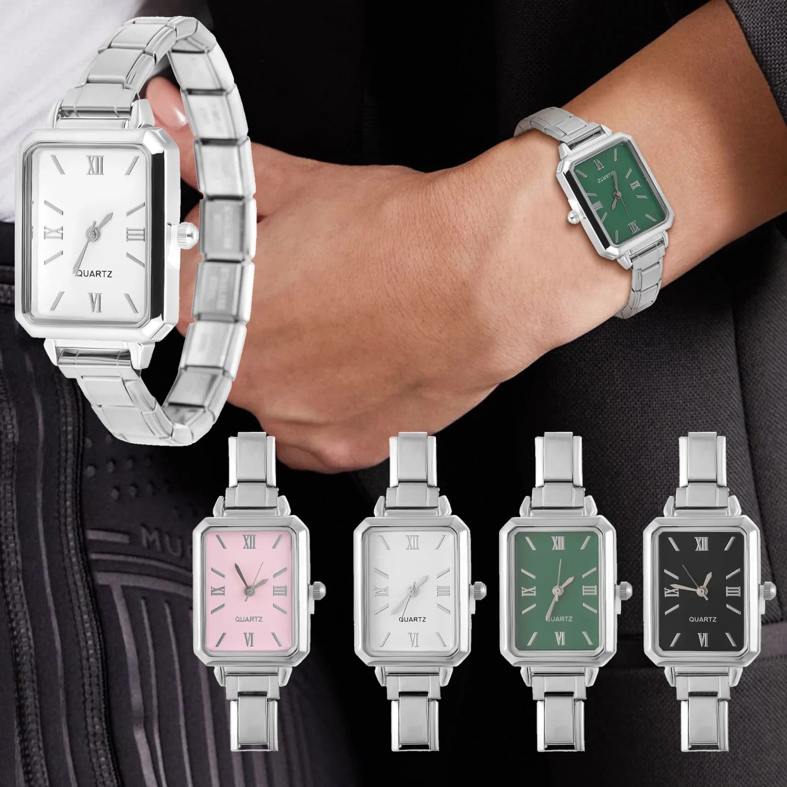 Nuovo orologio semplice rotondo quadrato in acciaio inossidabile larghezza 9 mm braccialetto braccialetto per uomo donna regali gioielli fai da te Dropshipping