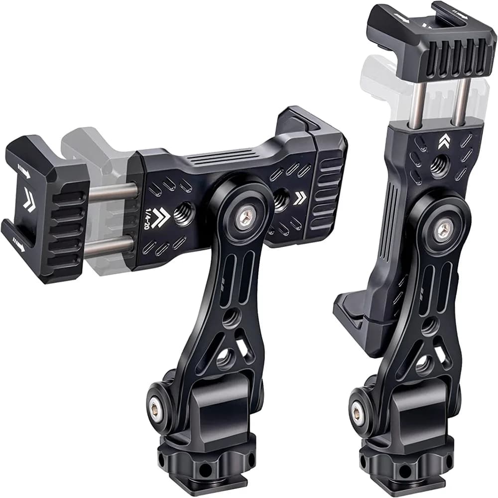 Tripod Mount Clip Metal Phone Holder Clamp with Cold Shoe Arca 360 Rotatable for Live Photography Vlog for Canon Sony Dslr