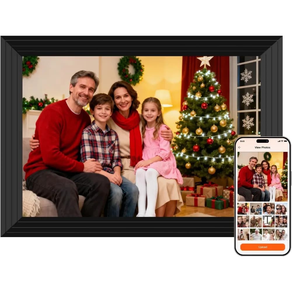 Cornice Fotografica Digitale WiFi con AI, Schermo Touch 1280x800, 16GB, Rotazione Automatica, Invia Auguri, Condividi Ricordi