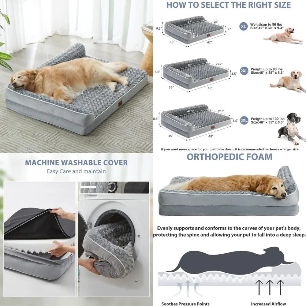 Cuccia Ortopedica XL per Cani con Sponde, Impermeabile, Antiscivolo, con Rivestimento Rimovibile