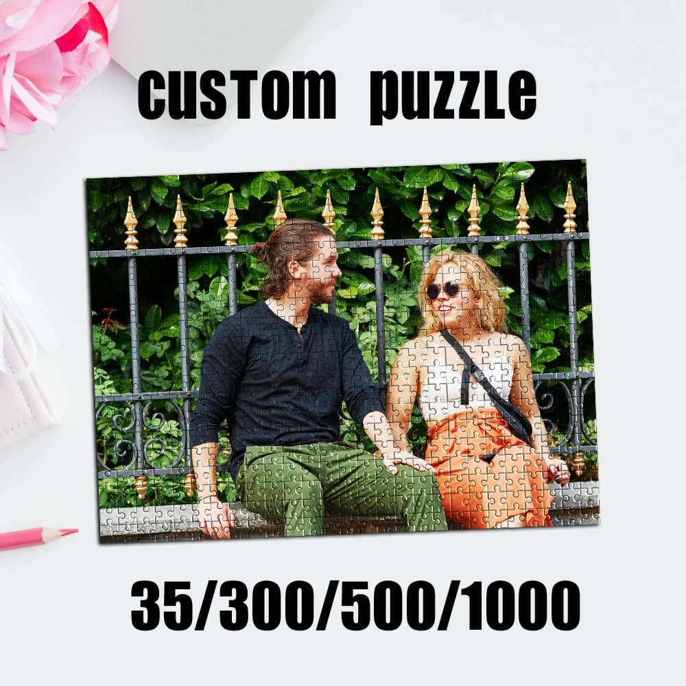 Puzzle Personalizzato con Foto 35/300/500/1000 Pezzi, Gioco Personalizzabile per Adulti e Bambini