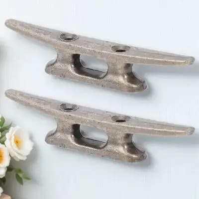 2Pcs Zinc Alloy Marine Cleat Round Hole Design Boat Dock Cleat for Watercraft Securing Garage Shed Anchoring Rope Holder Dock