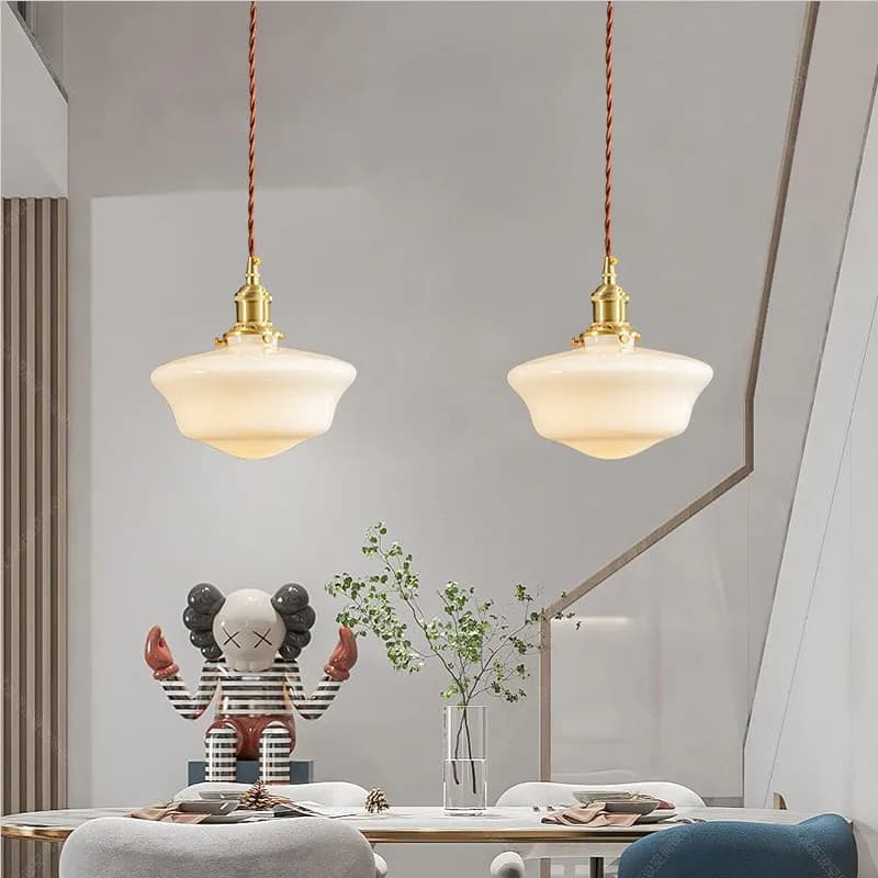Lampada a Sospensione LED in Vetro Bianco Latte, Lampadario Artistico Moderno per Cucina, Soggiorno, Camera da Letto, Ristorante, Bar, Illuminazione Decorativa per la Casa