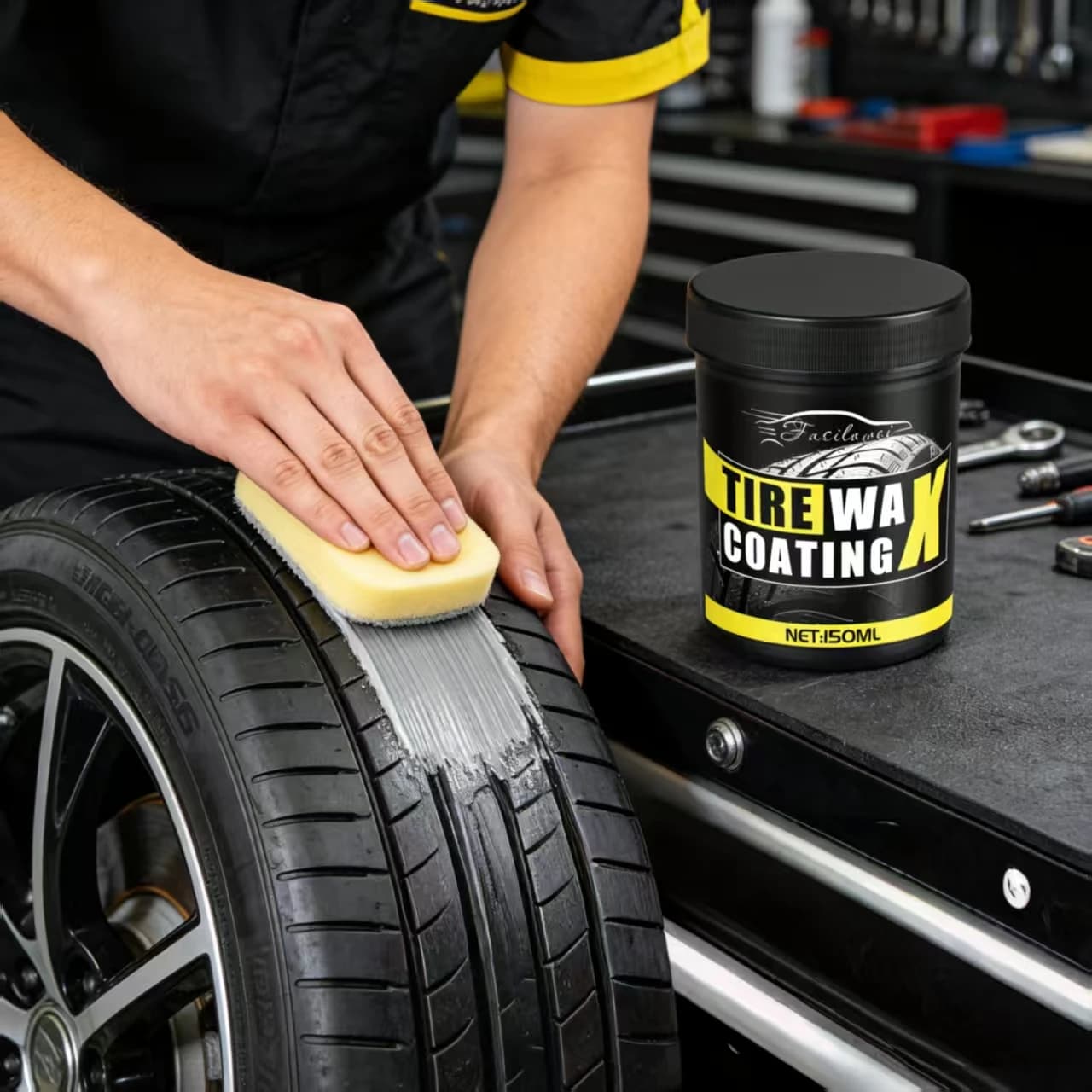 Facilawei Rivestimento in cera per pneumatici per BNM – Rivestimento di protezione per pneumatici per auto da 150 ml, lucentezza duratura e cura dei pneumatici durevole, pneumatici per veicoli Pro