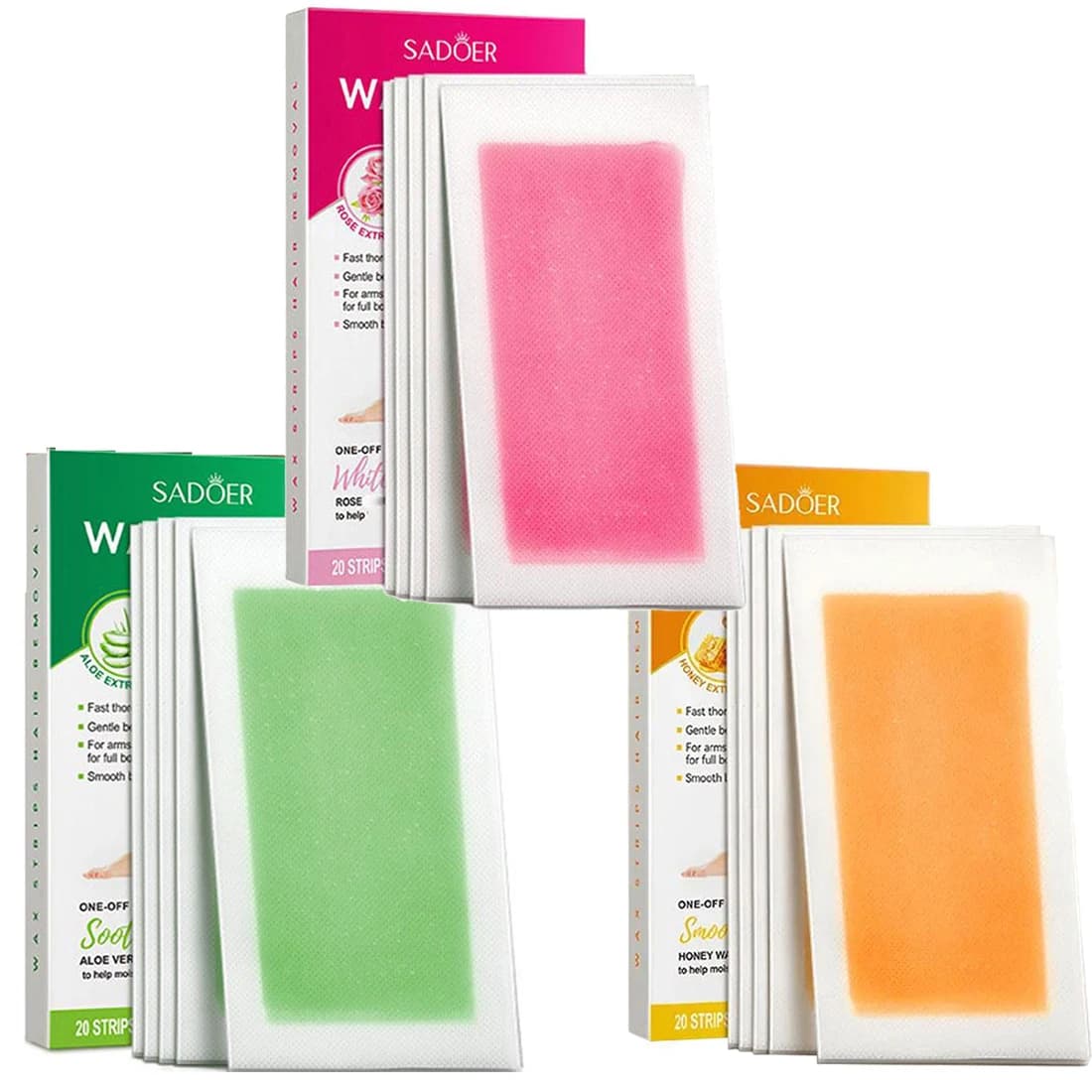 Strisce di cera per depilazione per viso/corpo/bikini - 10 conteggi = 1 scatola Aloe Vera Honey Rose Strisce di cera per depilazione delicate su entrambi i lati