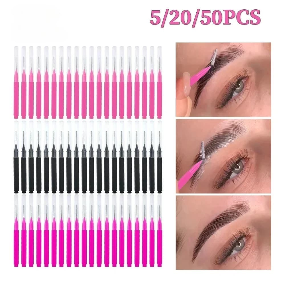 5/10/50PCS Mini Pennello per sopracciglia Pennello per permanente per sopracciglia Spazzole per sollevamento sopracciglia usa e getta Pieghevole Micro Pennello per ciglia Applicatori Strumenti