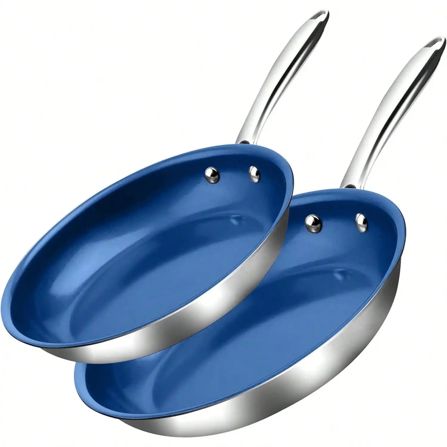 Set di 2 padelle antiaderenti in ceramica, padelle in acciaio inossidabile da 10 e 11,5 pollici per cucinare, induzione ceramica, forno e lavastoviglie