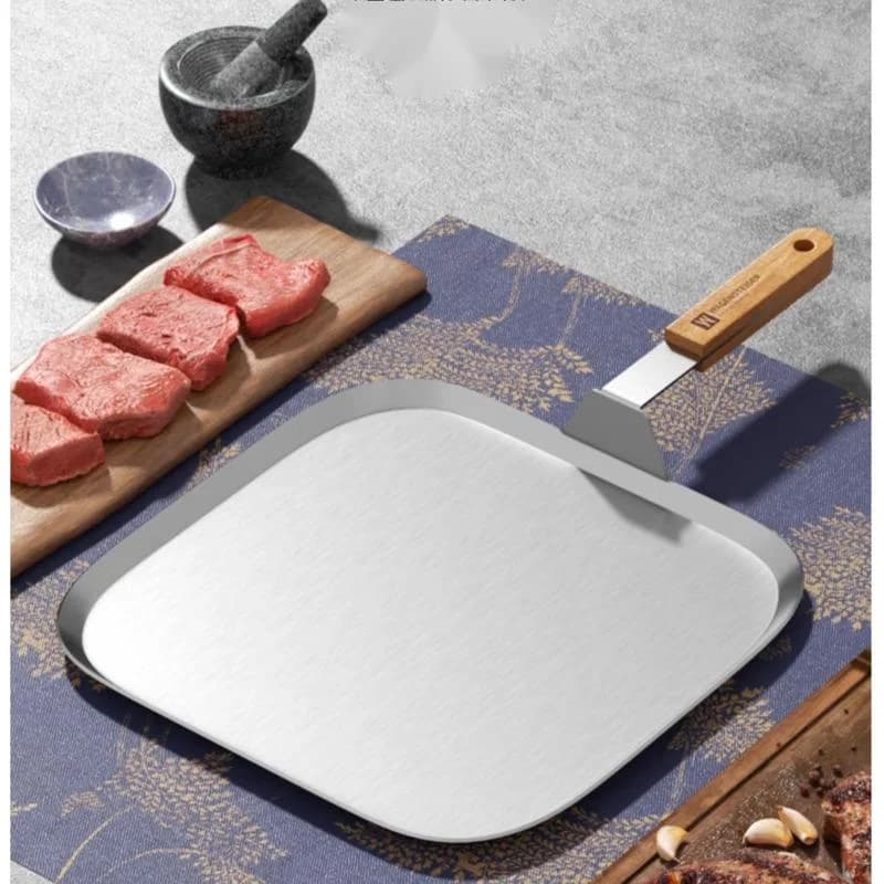 Padella non patinata piatto da bistecca in acciaio inossidabile 304 piatto quadrato in ferro addensato pratico e Versatile forniture da cucina