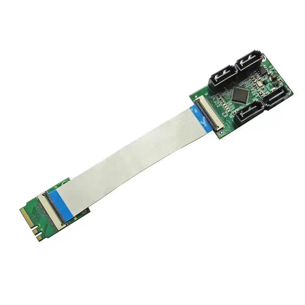 ASM1064 M.2 A-key WiFi to 4-Port SATA 3.0 Adapter, SATA Expansion Card for NAS Storage
