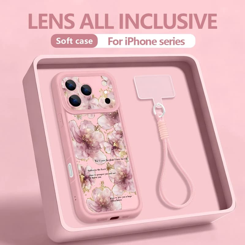 Little Floral Pattern Lanyard Case For iPhone 17 Pro Max Shockproof Hand Strap Cover For iPhone 16 15 Pro Max 14 13 11 16E 17E
