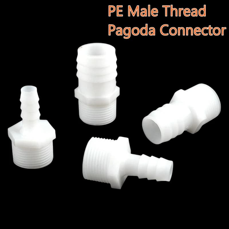 5-50 Pezzi Connettore a Pagoda in PE con Filettatura Maschio G3/4 Pollici, Raccordo per Tubi in Plastica per Acquario, Grado Alimentare, Sistema di Irrigazione