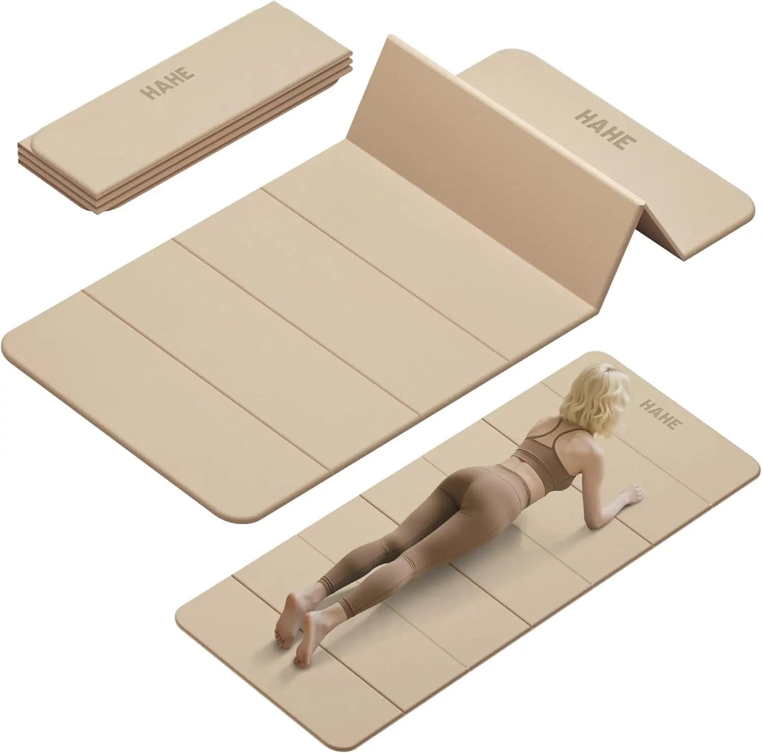 Tappetino da yoga pieghevole, 74''L x 32''L x 1/3'' di spessore, tappetino antiscivolo per pilates per allenamenti a casa e in viaggio