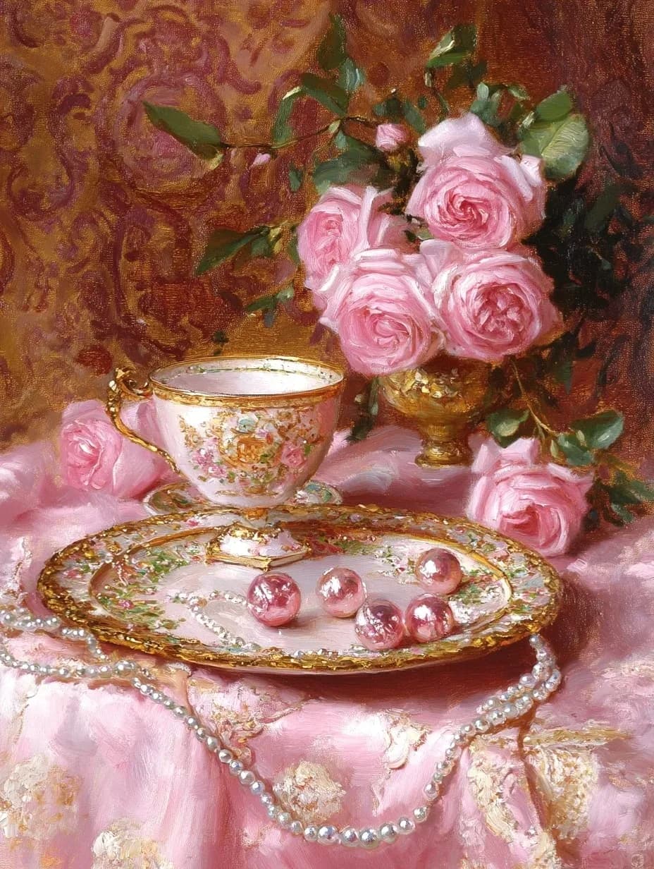 Puzzle Vintage da 1000 Pezzi, Tema Ora del Tè, Rose Rosa e Tazza in Porcellana, Giochi Educativi, Puzzle Colorati, Regali, Decorazioni per la Casa