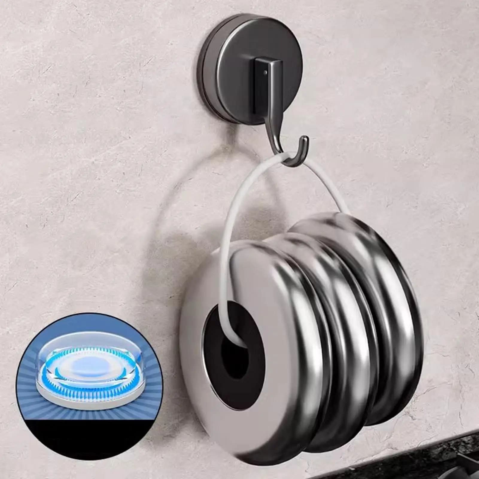 Ganci a ventosa per bagno, senza foratura, regolabili, impermeabili, resistenti, per ghirlande, spugne, accappatoi e cappotti