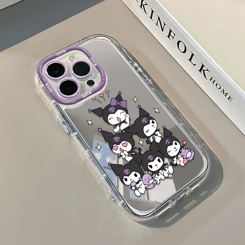 Custodia per telefono con specchio e design simpatico cartone animato Kuromi HelloKitty per iPhone 17 16 15 14 Pro Max 13 12 11 XS X XR 16 7 8 Plus 17 Air Cover