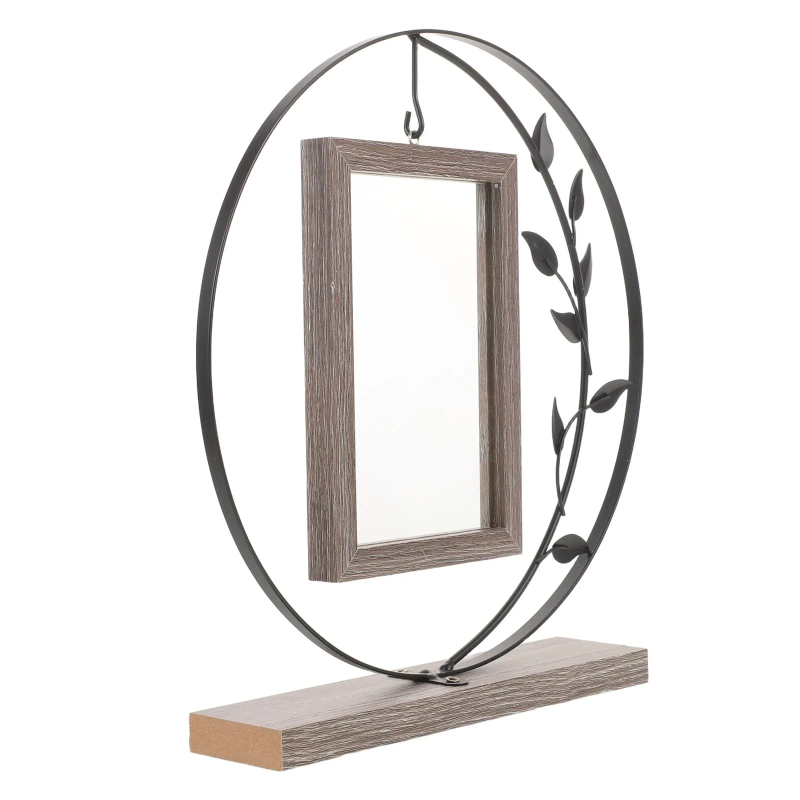 6 Inch Metal Leaf Floating Picture Frame Desk Display Rustic Home Remembrance Office Tabletop Photo Frame