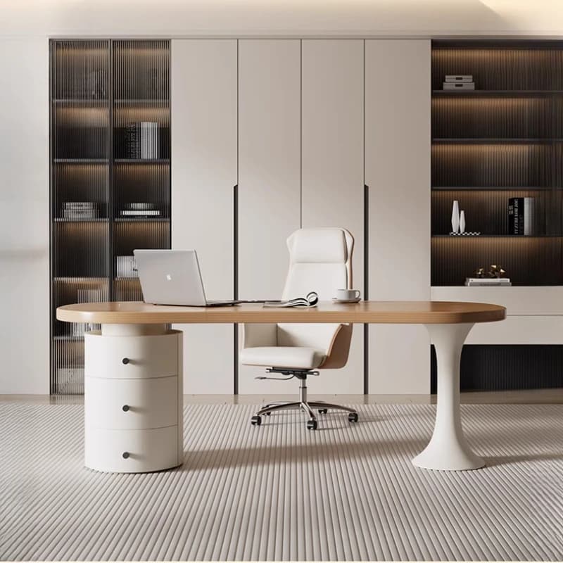 Tavolo da ufficio Sedia in legno Designer estetico Organizzatore per camera bianca Piccola scrivania Cassetti da studio in piedi Escritorio Mobili per ufficio