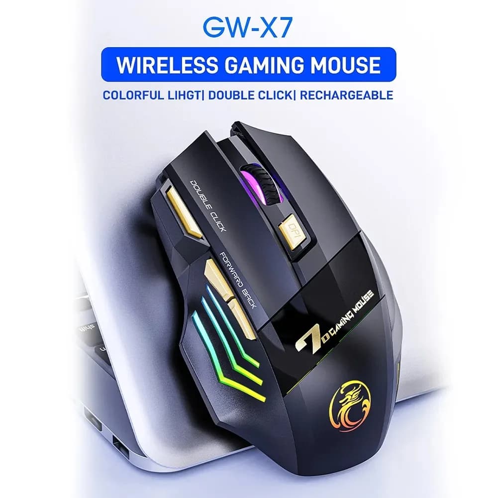 Mouse Wireless Play Mouse Bluetooth Silent Portable Rechargeable LED Respiratory 7 Colors For Laptop Players Laptop