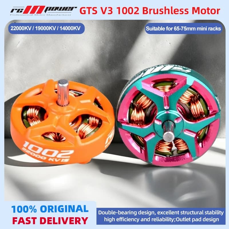 RCINPOWER GTS V3 1002 14000KV 19000KV 22000KV 1-2S Motore Brushless per Stuzzicadenti da 75mm Tinywhoop a Drone con Canalizzazione con Telaio da 2/2.5 Pollici