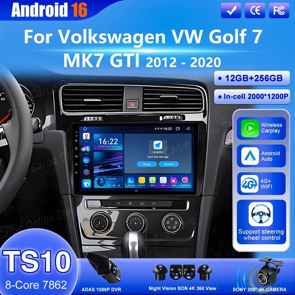 Android 16 Per Volkswagen VW Golf 7 MK7 GTI 2012 2013 -2020 Auto Carplay Auto DVD Radio Stereo di Navigazione GPS Lettore Multimediale
