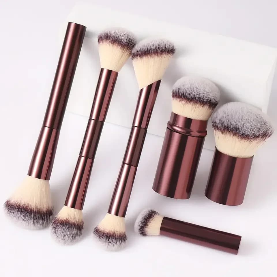 Set di 6 Pennelli Professionali Premium per Trucco, Morbidi Pennelli Cosmetici Sintetici per Fondotinta, Ombretto, Blush e Correttore