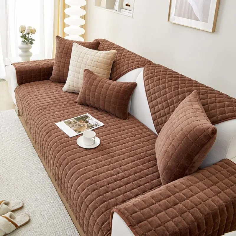 Scottish sofa cushion in thickened non-slip plush cover for living room thickened warm sofa cover for armrest