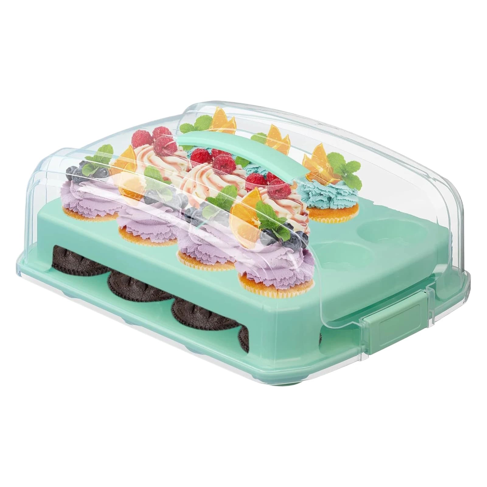 Contenitore per Cupcake da 24 Pezzi, Organizzatore per Alimenti a 2 Livelli, Supporto Riutilizzabile per Cupcake e Dolci