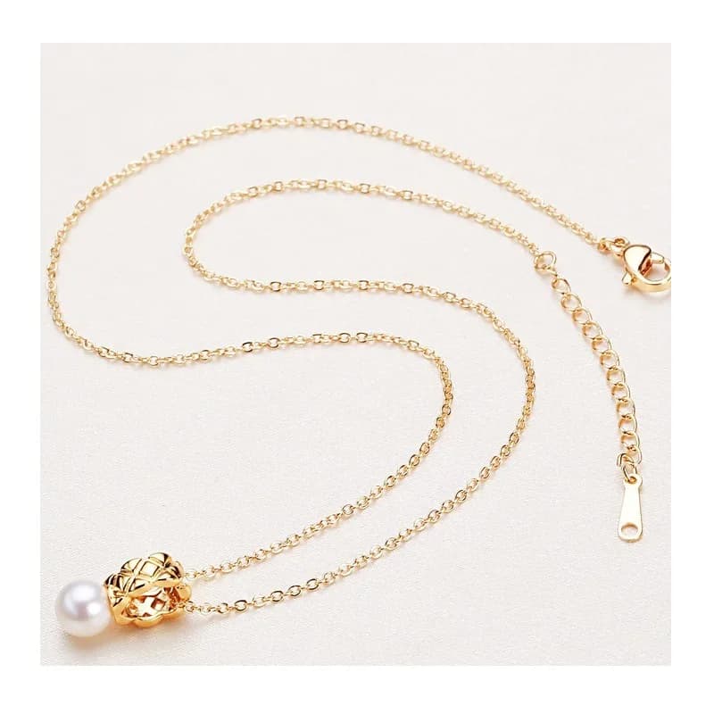 Pearl Set Jewelry Three-piece Round Pearl Jewelry Stud Earrings Ring Necklace Freshwater Pearl Set
