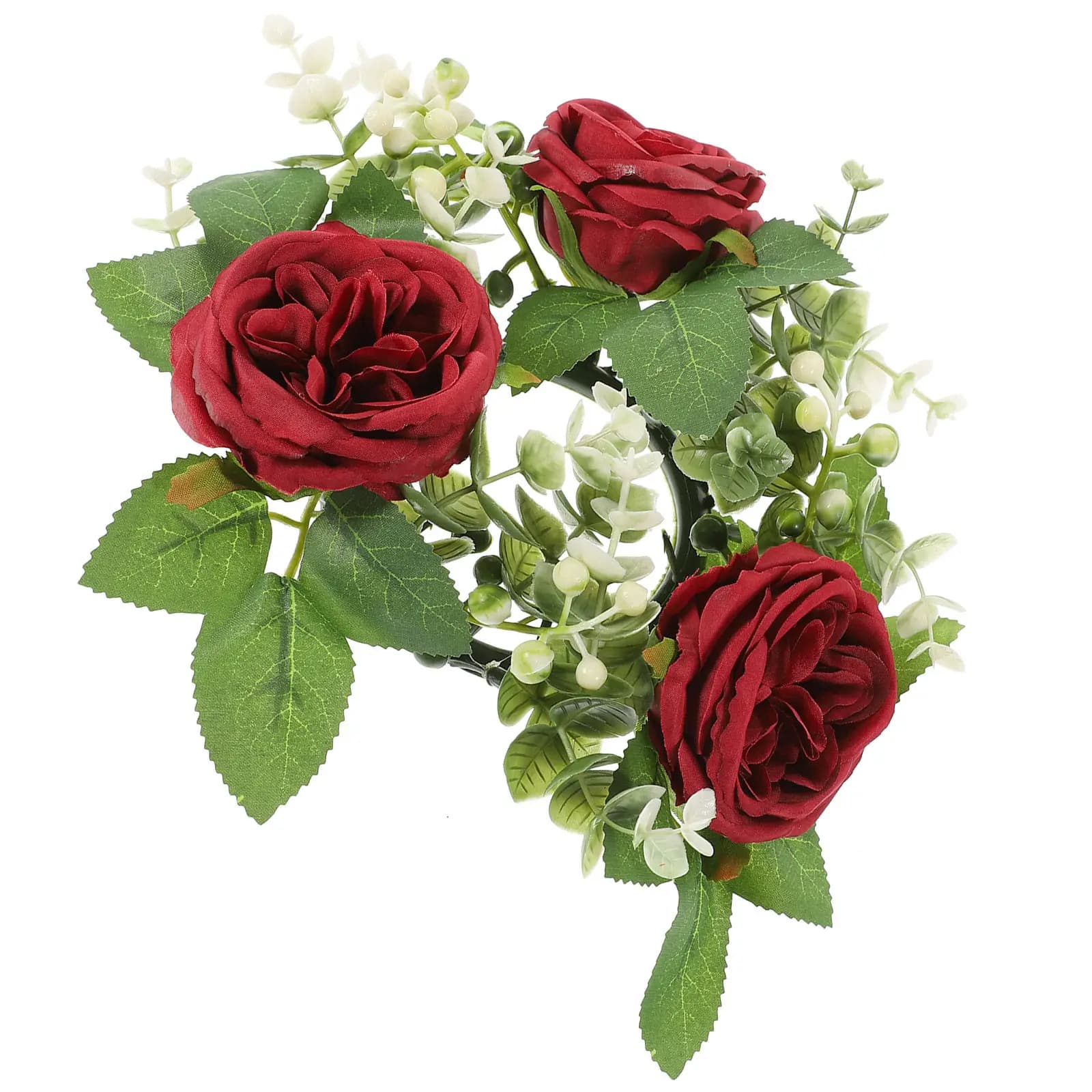 Ghirlanda di Rose Artificiali per Decorazione Tavoli Matrimoniali e Feste, Anelli Floreali per Candele a Colonna, Anniversari e Casa