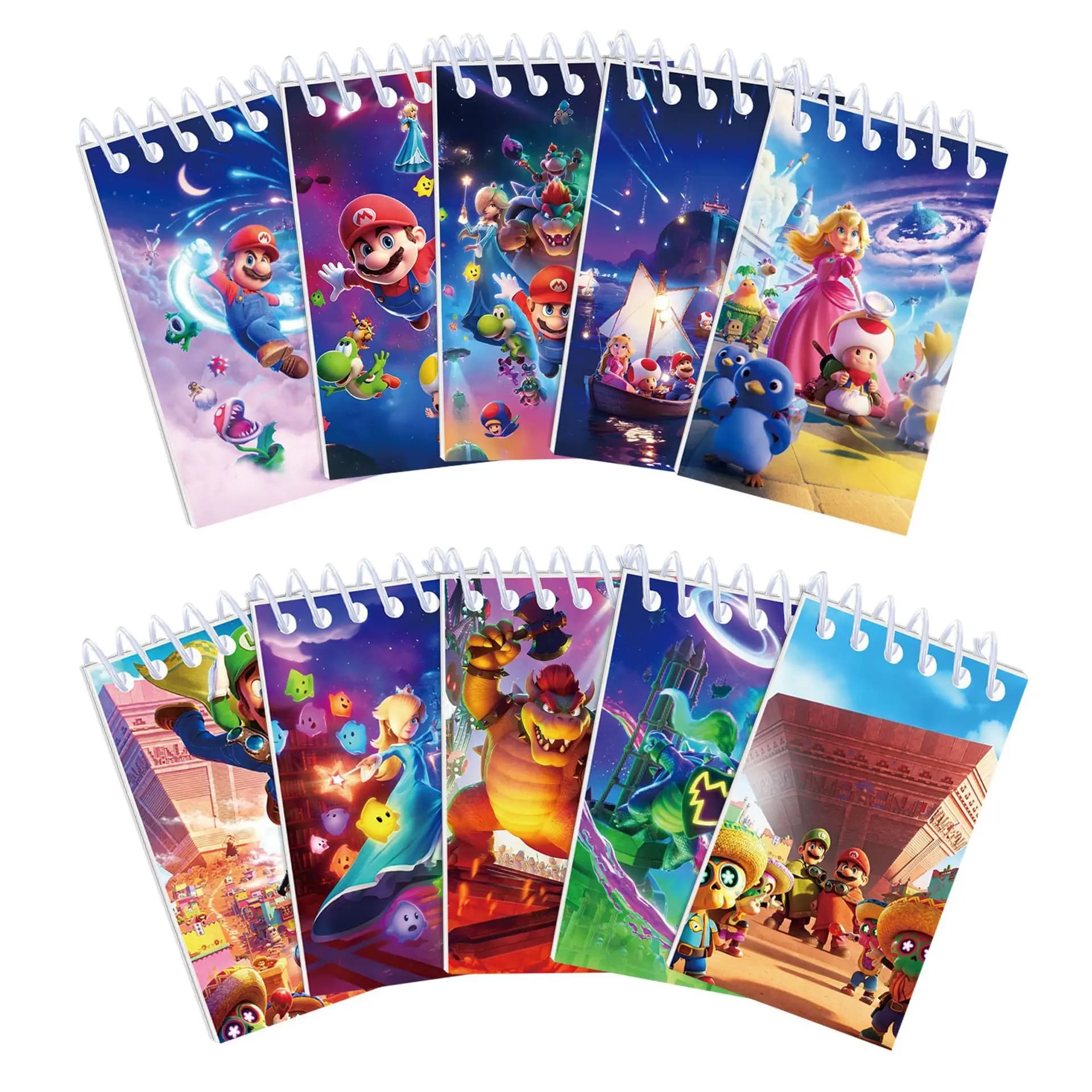 10PCS, Set: Unique Super Mario Notebooks — Portable Notepads, Ideal for Travel and Vacations