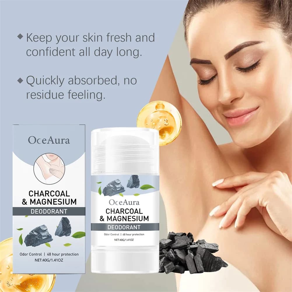 Women Charcoal-Magnesium Deodorant Stick Anti Sweating Keep Drying Lasting Fragrance Remove Armpit Odor Underarm Refresh Sticks