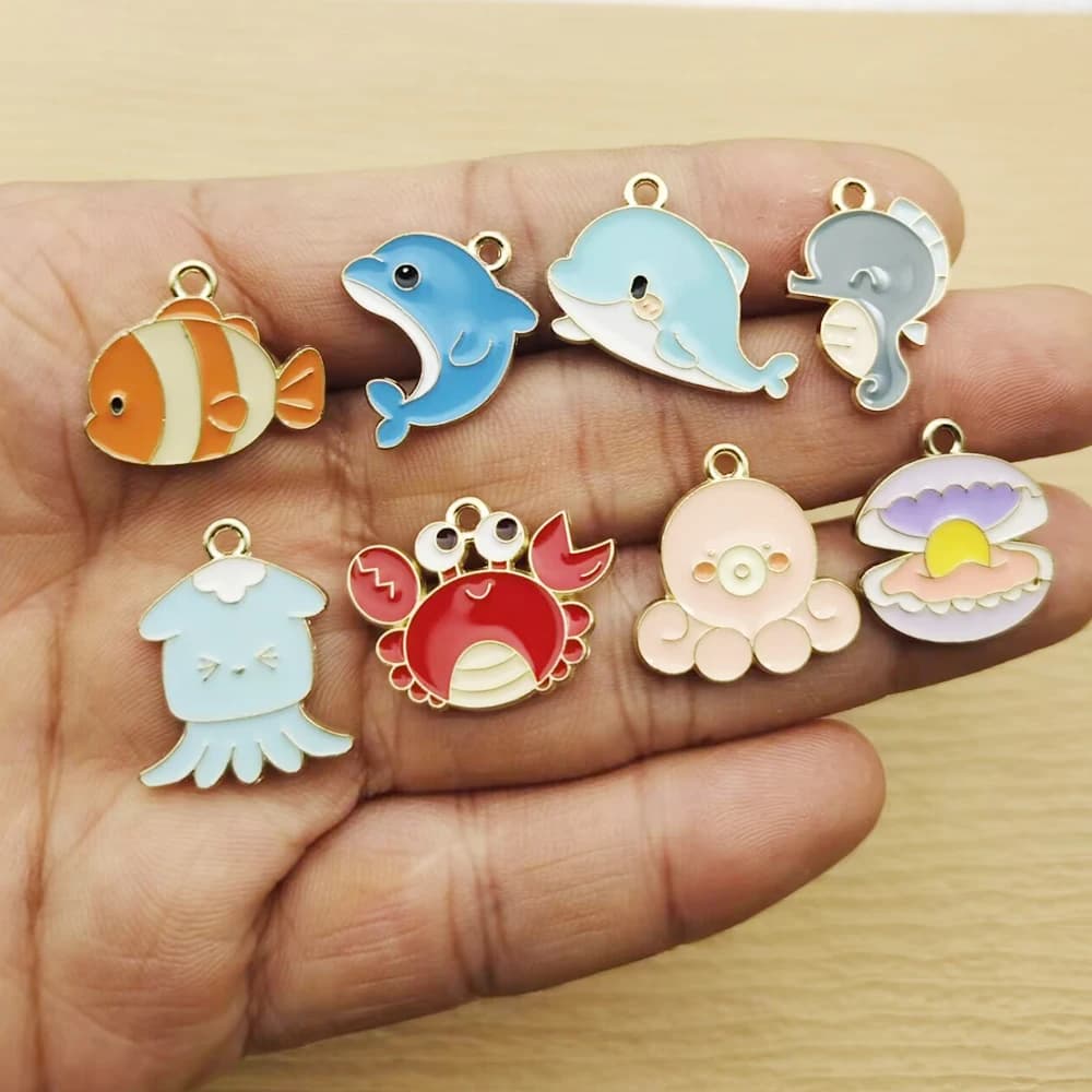 10pcs Fish Charm for Jewelry Making Diy Accessories Earring Bracelet Keychain Pendant Craft Supplies Alloy Metal Gold Plated