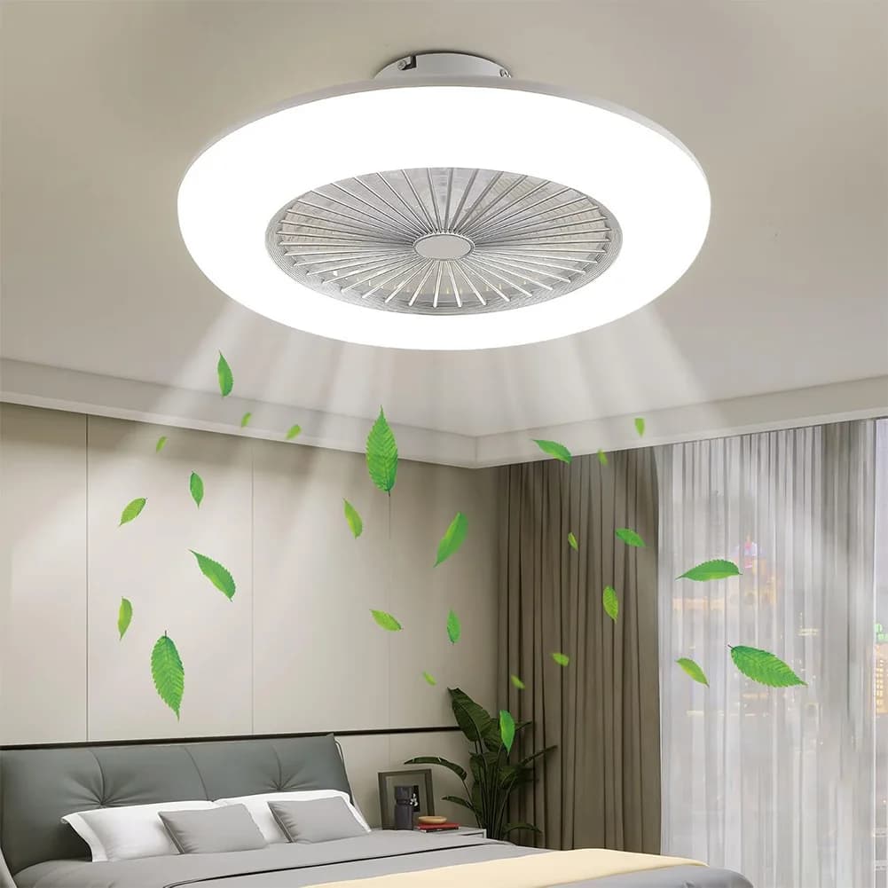 Ventilatore da soffitto con luce Lampada da soffitto a LED dimmerabile con telecomando Ventilatore da soffitto a basso profilo 3 velocità del vento dimmerabile per camera da letto