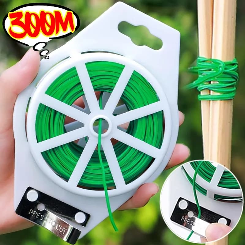 300/20m Self-cutting Iron Wire Support Plant Twist Ties Plants Flowers Climbing Cane Supports Strap Fixed Cable Tie Garden Tools