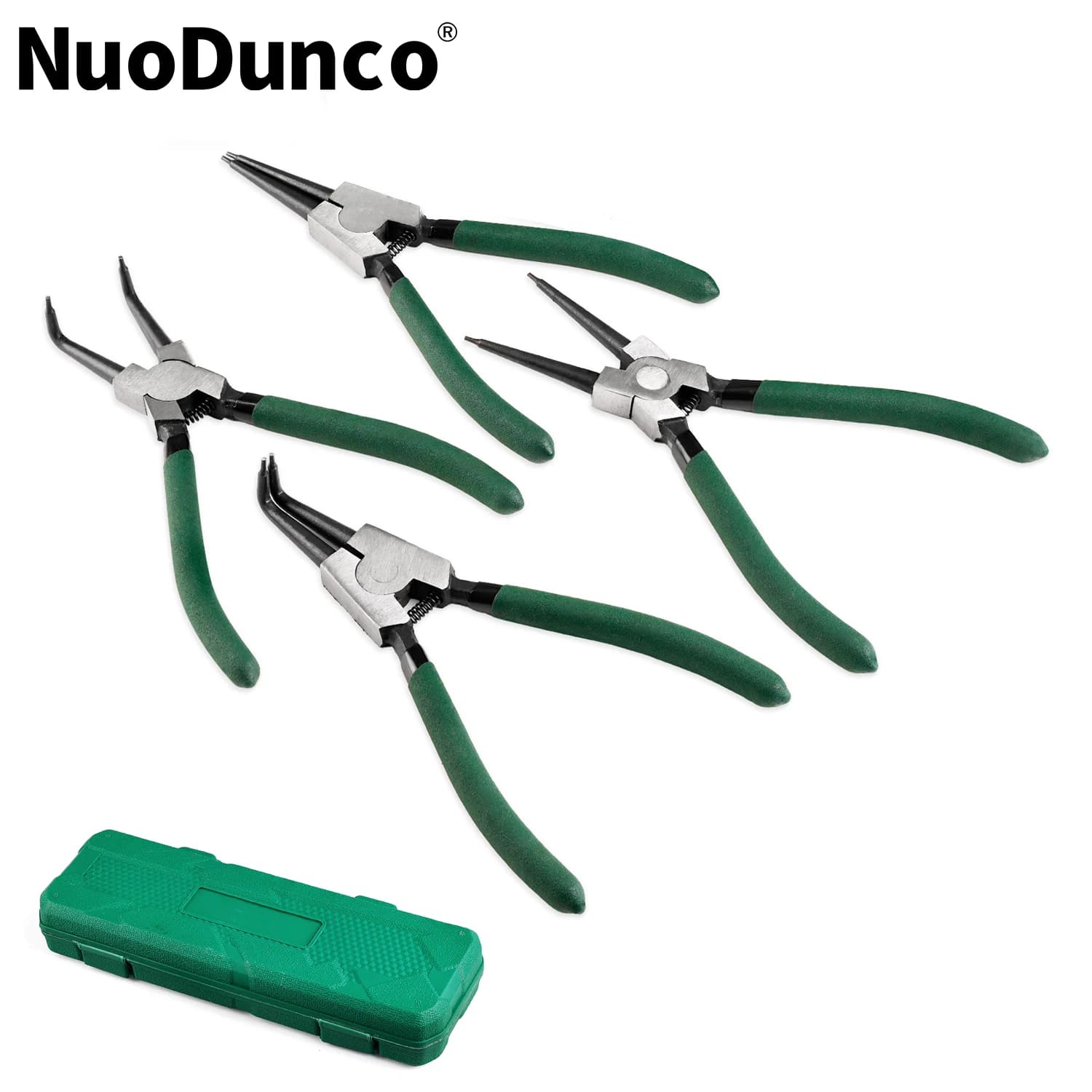 Set di 4 Pinze per Anelli Elastici da 7 Pollici, Pinze per Anelli di Sicurezza Interne ed Esterne con Punta Curva e Dritta per Rimozione e Fissaggio Anelli