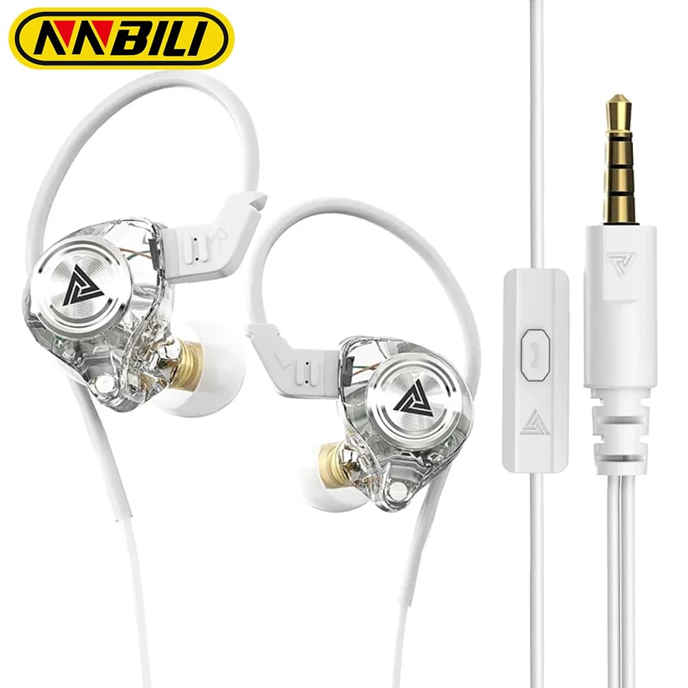 NNBILI QKZ-AK3 FiLe HiFi Auricolare Cuffie cablate da 3,5 mm con microfono Auricolari stereo per bassi Cuffie sportive per musica per smartphone