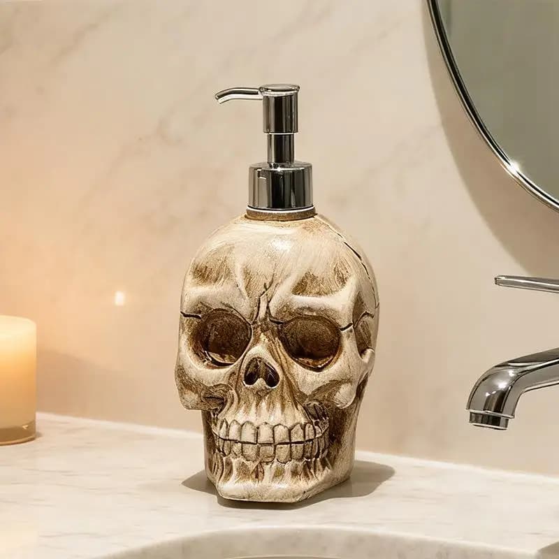 Gothic Skull Soap Dispenser Rust Proof Resin Shower Gel Container for Bathroom Kitchen Gothic Themed Home Decor