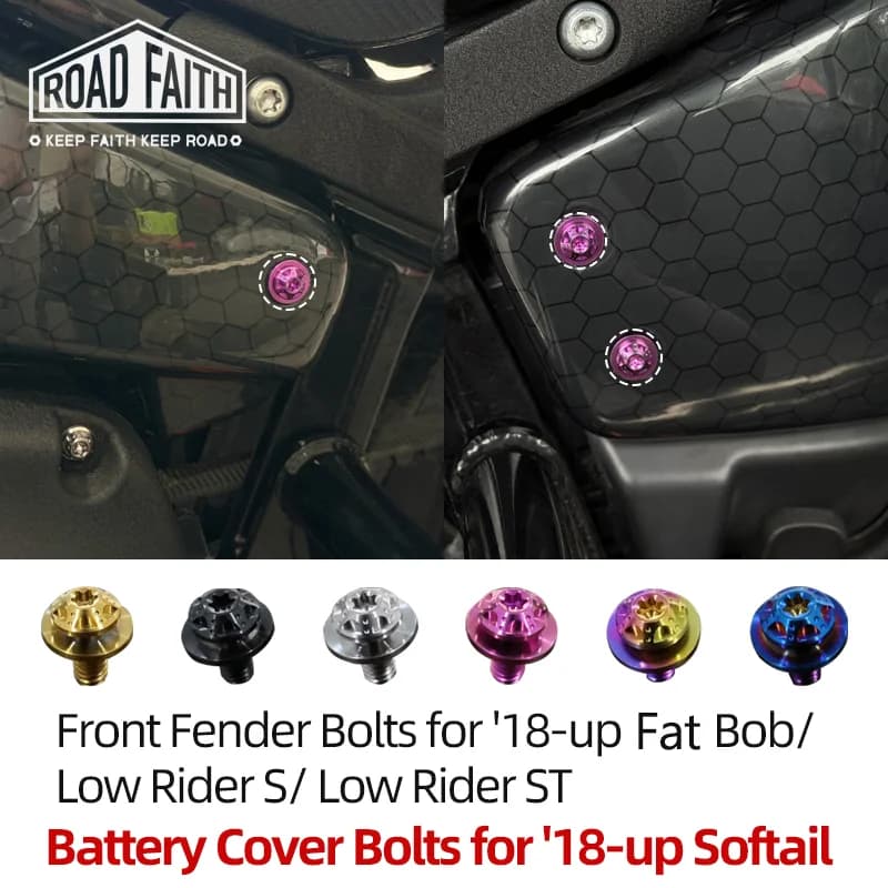 Motorcycle Titanium Alloy Front Fork Bolts Screws Battery Cover Bolts for Harley '18-up Softail Fat Bob Low Rider S Low Rider ST